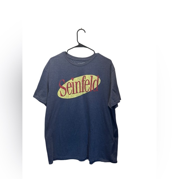Seinfeld‎ Mens Distressed Print Logo Navy Heather Tee Shirt Size XL - Picture 1 of 6